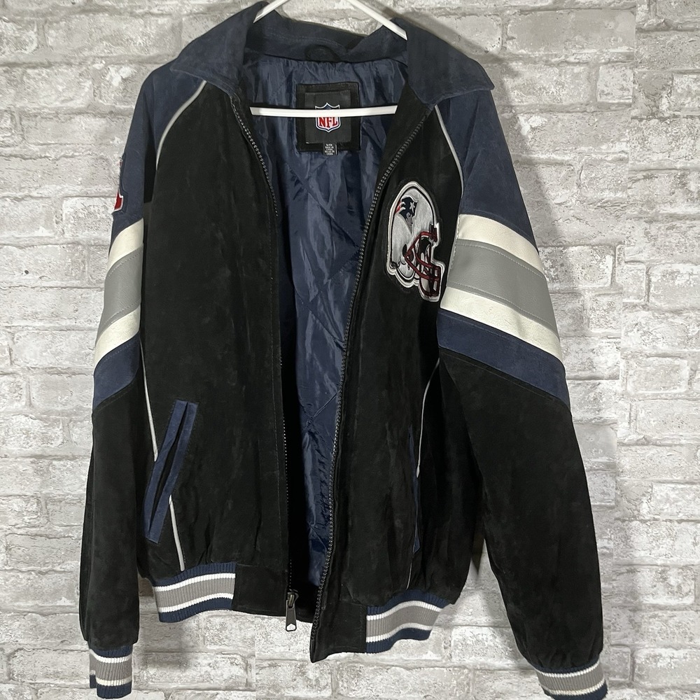 NFL Men'sNew England Patriots Suede Leather Varsity Jacket Size Large - Picture 11 of 16